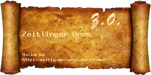 Zeitlinger Oros névjegykártya